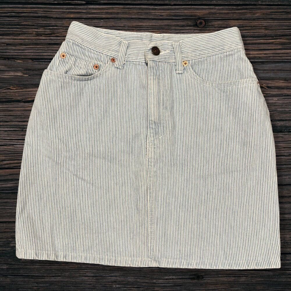 Vintage 1990s Levi’s 97511 Hickory Stripe Denim Skirt USA Made Size 9